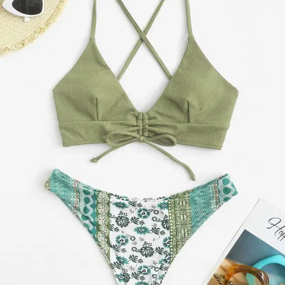 Wholesale Split Bikini Polyester Swimwear